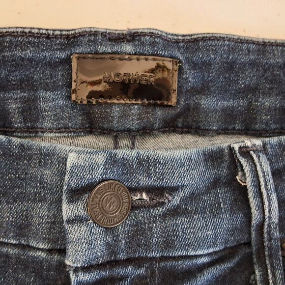 Mother The Looker Jean Women 27 (28x27)* Ankle Fray Mid Rise Dark Wash Skinny - Picture 4 of 12